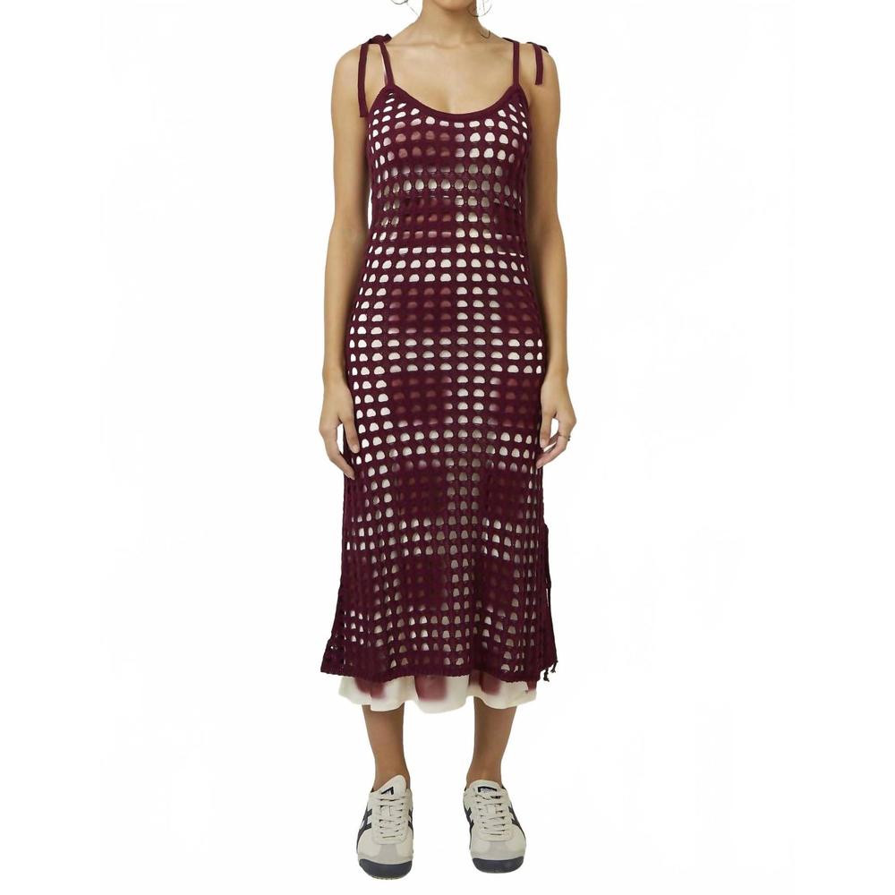 NEW FIND ME NOW cuore crochet midi dress in merlot